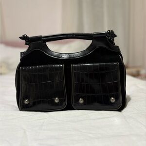 Isaac Mizrahi Black Leather Handbag